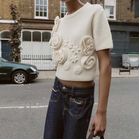 Zara Cream Textured Knit Sweater ! NWT - Picture 3 of 4